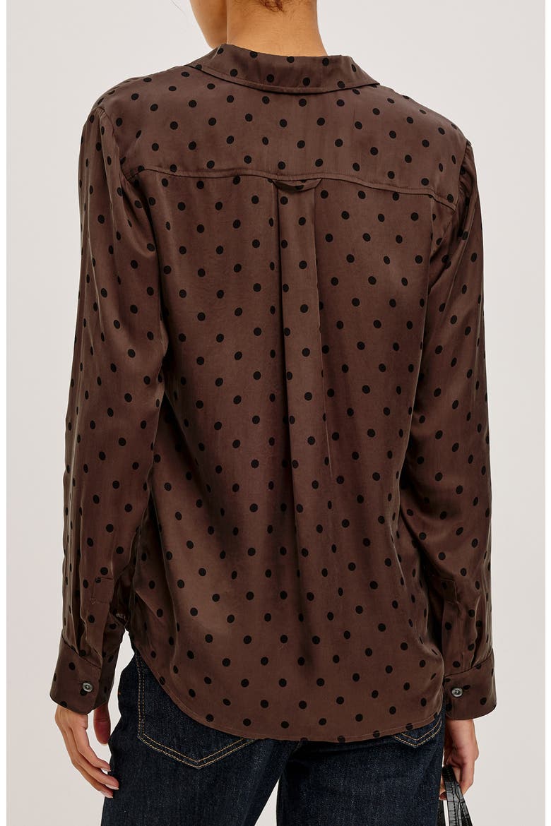 Alyssa Polka Dot Long Sleeve Button-Up Shirt, Alternate, color, CHOCOLATE POLKA DOT
