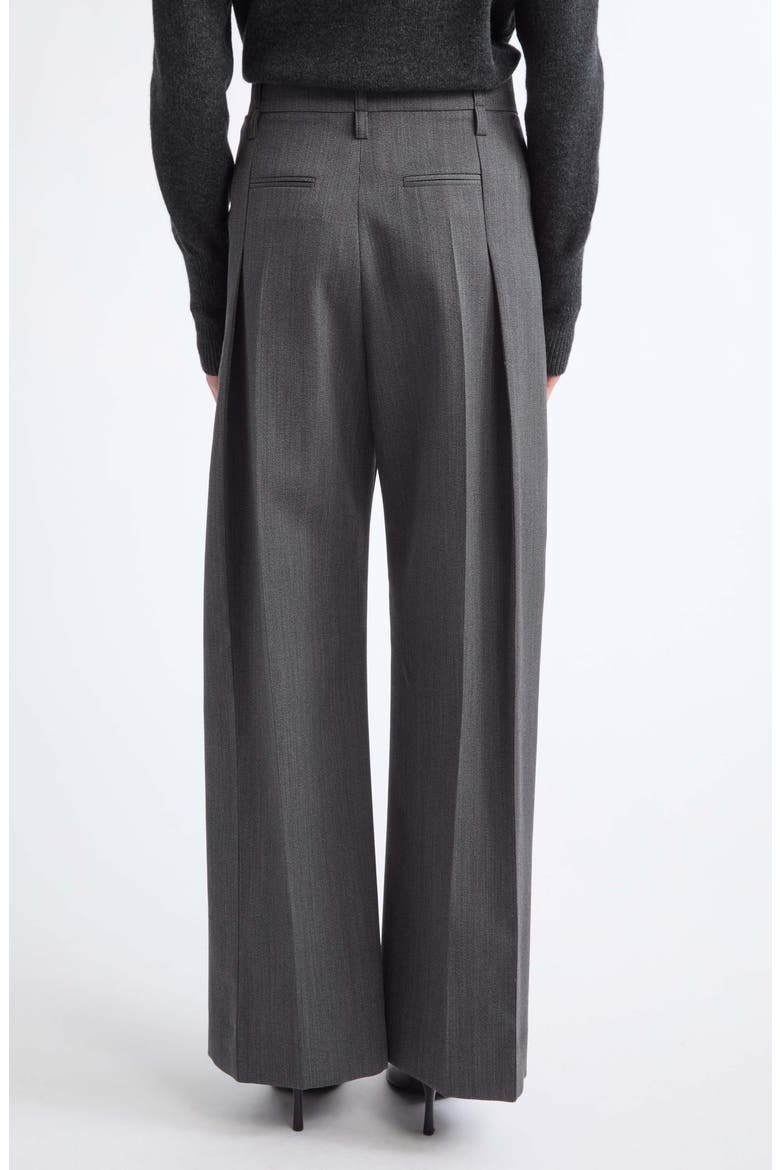 Ethel Wide Leg Virgin Wool Trousers, Alternate, color, ASH MELANGE