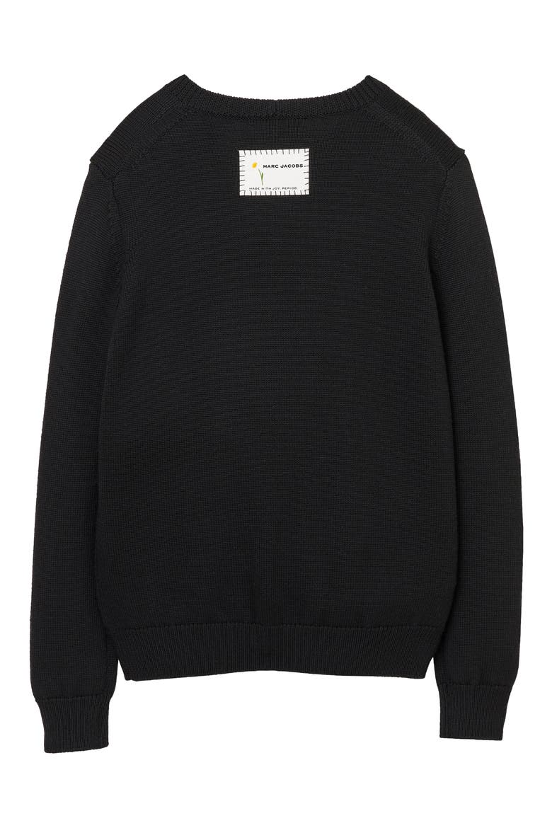 Marc Is Joy Jacquard Merino Wool Crewneck Sweater, Alternate, color, BLACK