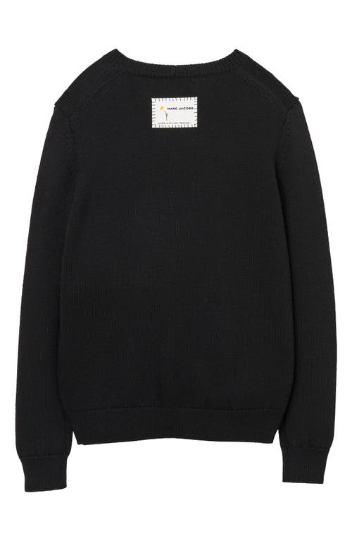 Marc Jacobs Marc Is Joy Jacquard Merino Wool Crewneck Sweater In Black