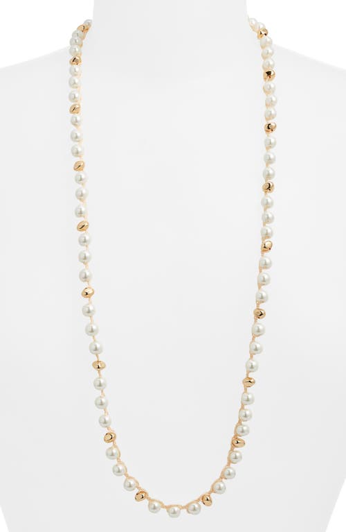 Nordstrom Faux Pearl Macramé Long Necklace In Neutral