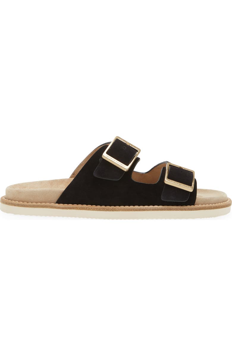 Brunello Cucinelli Double Strap Washed Suede Slide Sandal, Alternate, color,