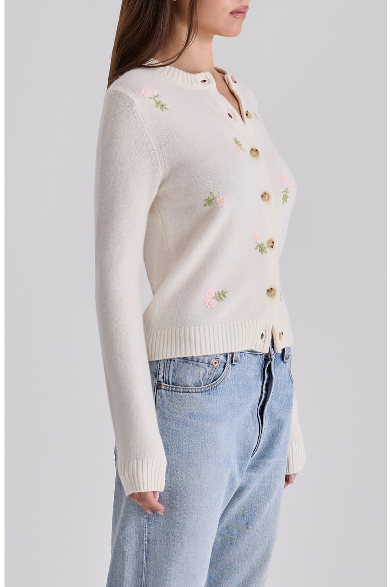 Poppie Embroidered Wool & Cashmere Cardigan, Alternate, color, IVORY