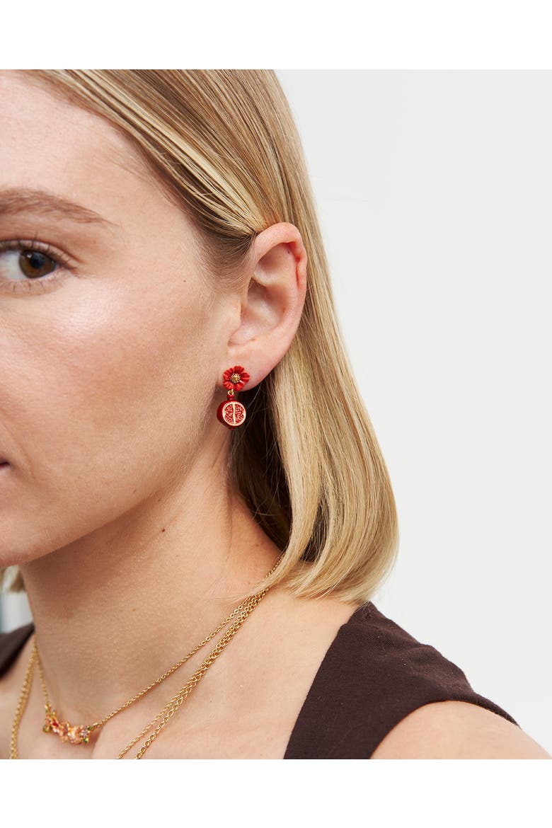 Blossom & Pomegranate Drop Earrings, Alternate, color, Gold