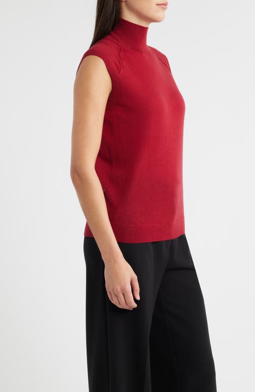 Hugo Boss Fipini Wool-blend Sleeveless Mock Neck Sweater In Red