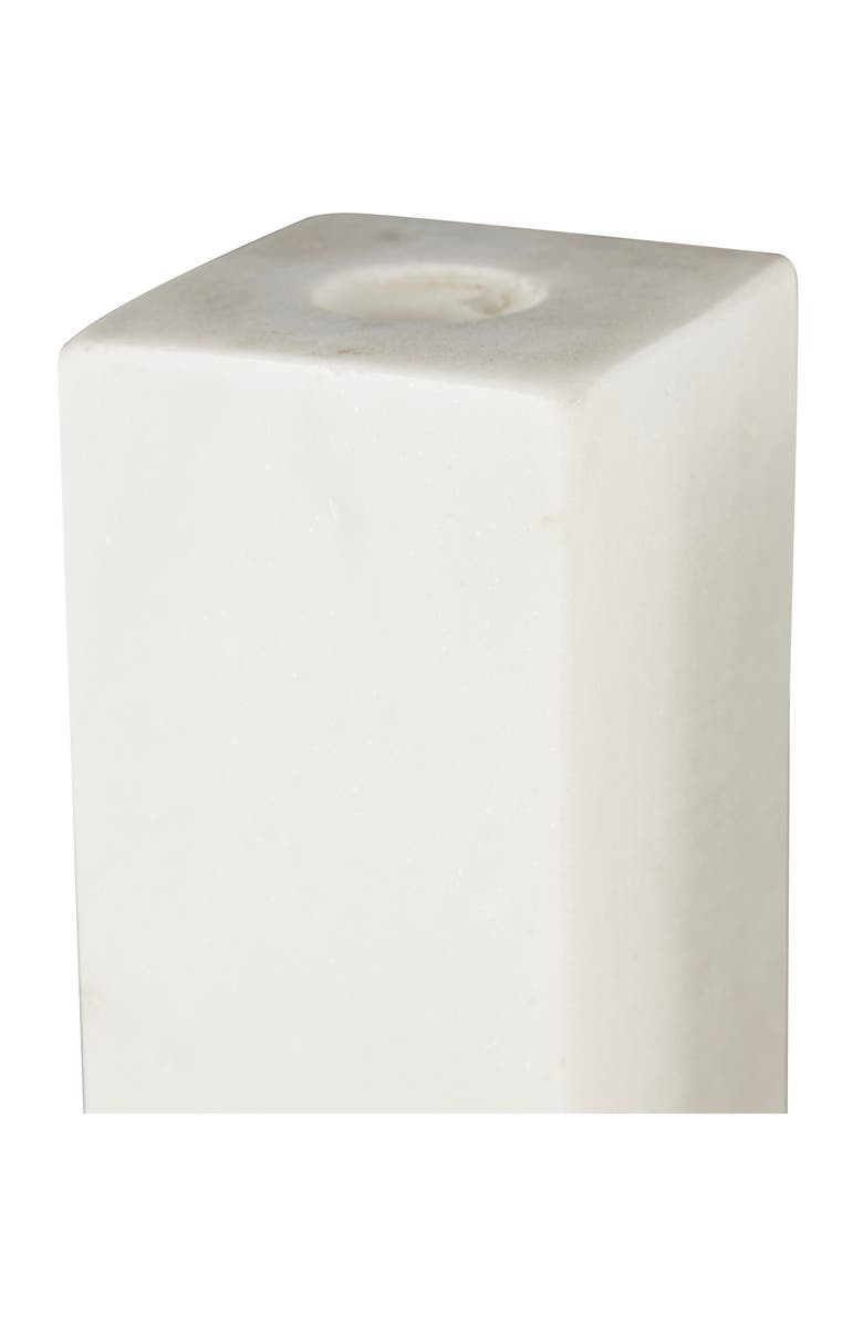 VIVIAN LUNE HOME Two Taper Marble Candleholder, Alternate, color, White