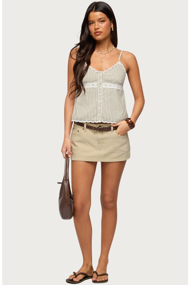 Elodie Stripe Lace Trim Tank, Alternate, color, SAGE