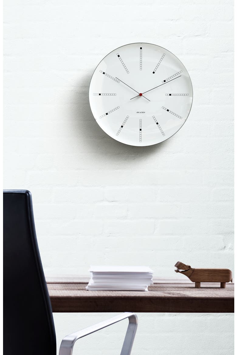 Bankers Wall Clock, Medium, Alternate, color, White/Black/Red
