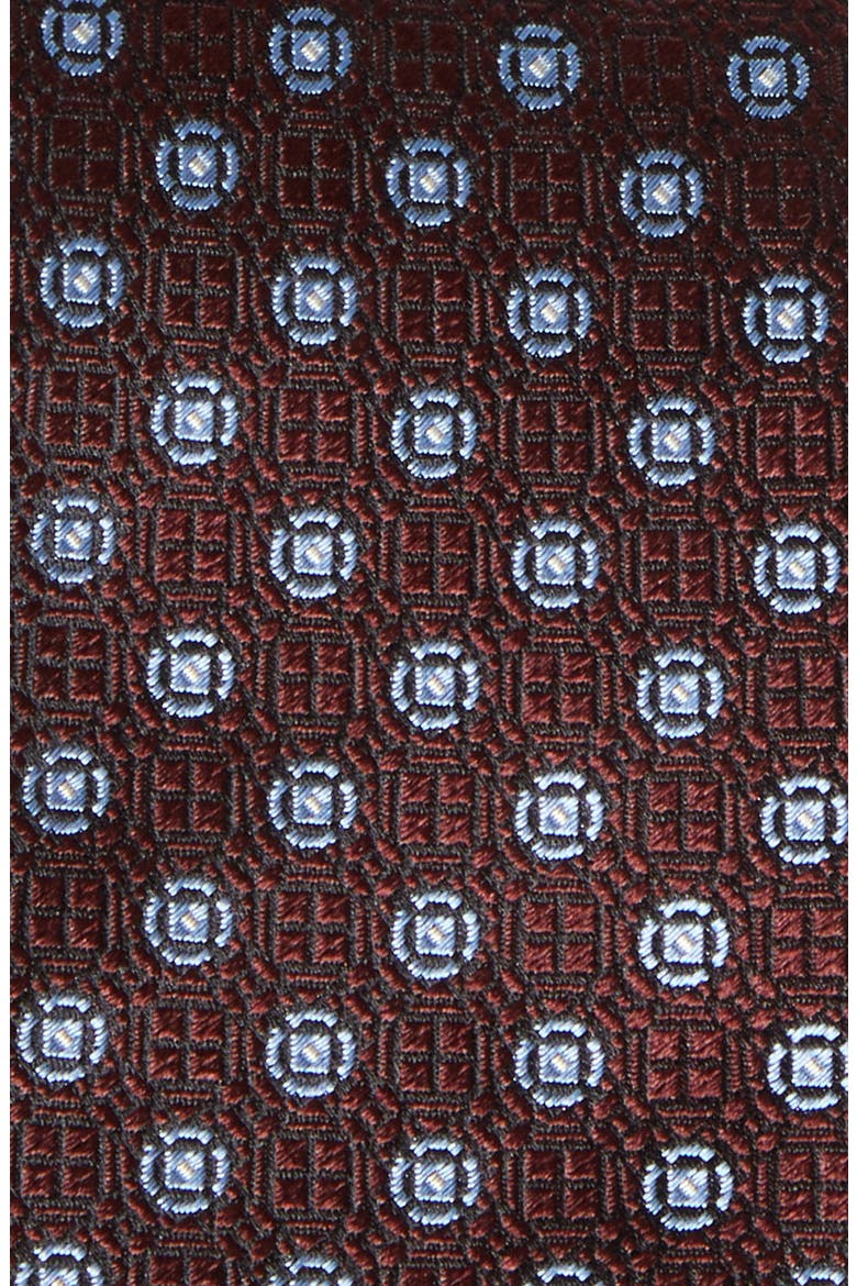 Cinque Pieghe Medallion Silk Tie, Alternate, color, BURGUNDY