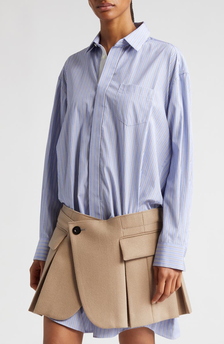 Sacai Thomas Mason Cotton Poplin & Wool Shirtdress, Alternate, color, 