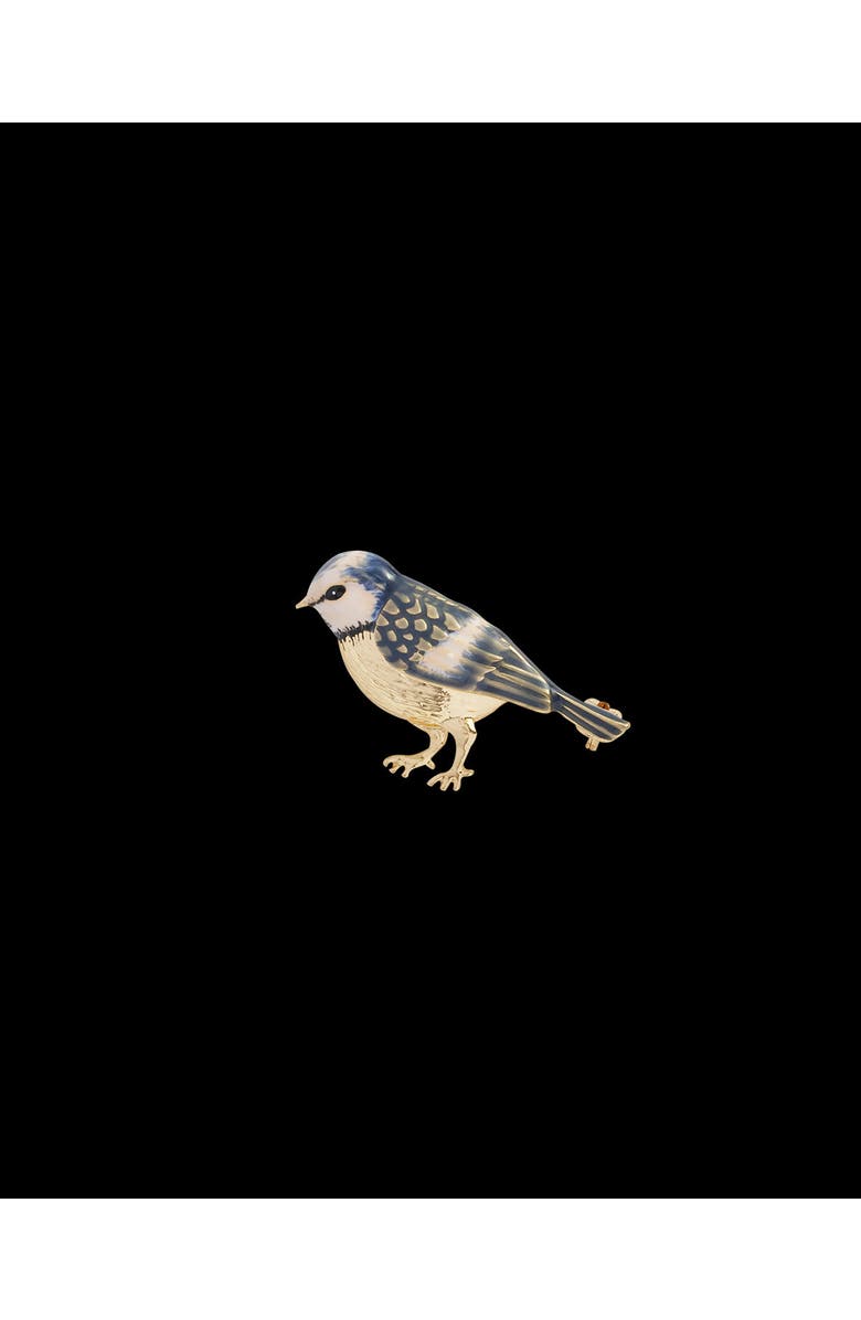 Fable England Enamel Blue Tit Brooch, Alternate, color, Multi & Gold