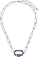 Sterling Forever Pavé CZ Carabiner Lock Pendant Necklace