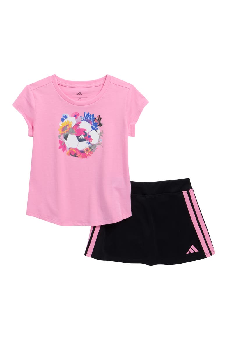 Kids' Graphic T-Shirt & Mesh Skort Set, Main, color, TROPIC BLOOM