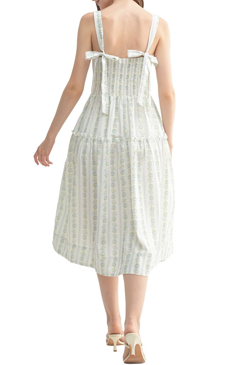 Lush Smocked Fit & Flare Midi Sundress, Alternate, color,