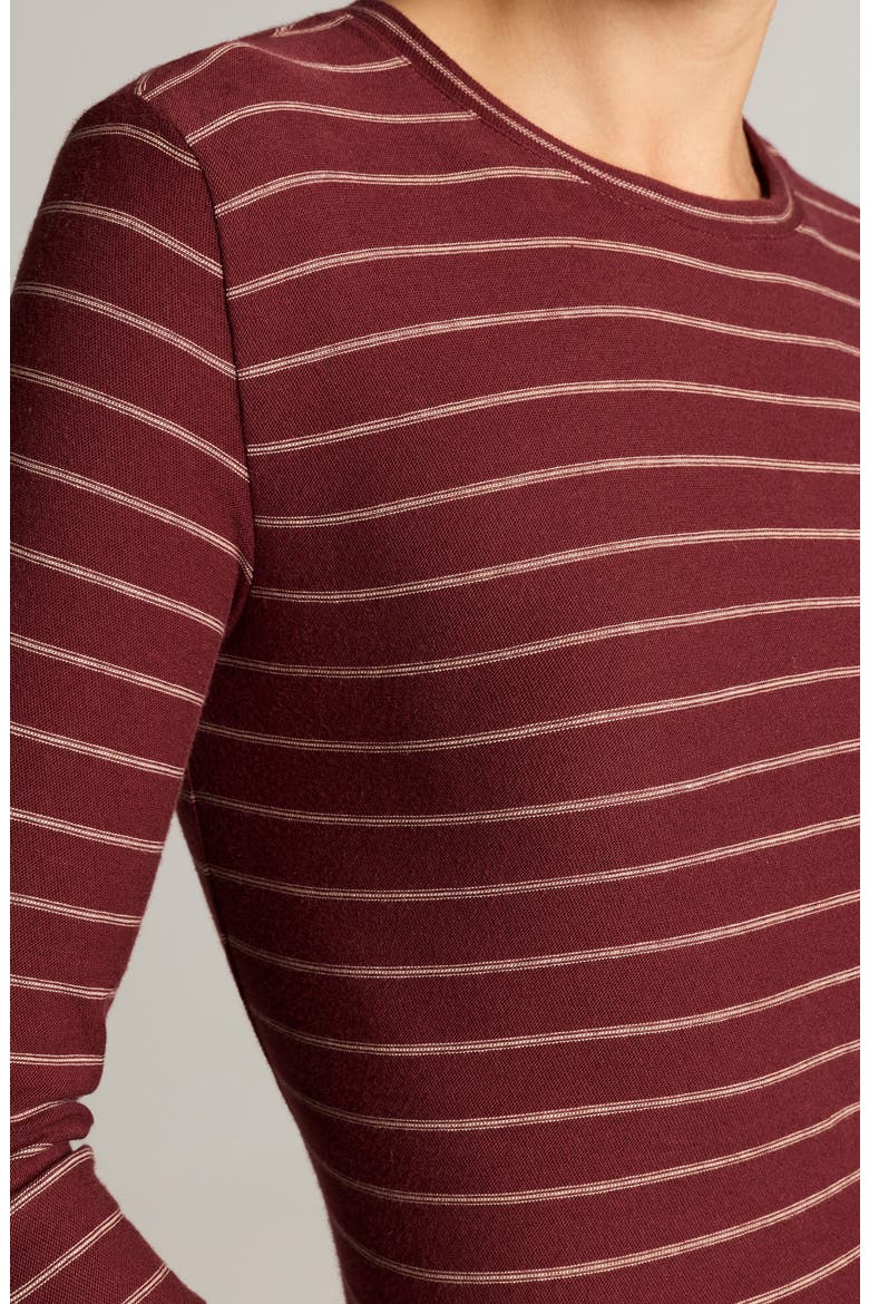 Striped Long Sleeve Cotton Crewneck Top, Alternate, color, BLACK ROSE COMBO