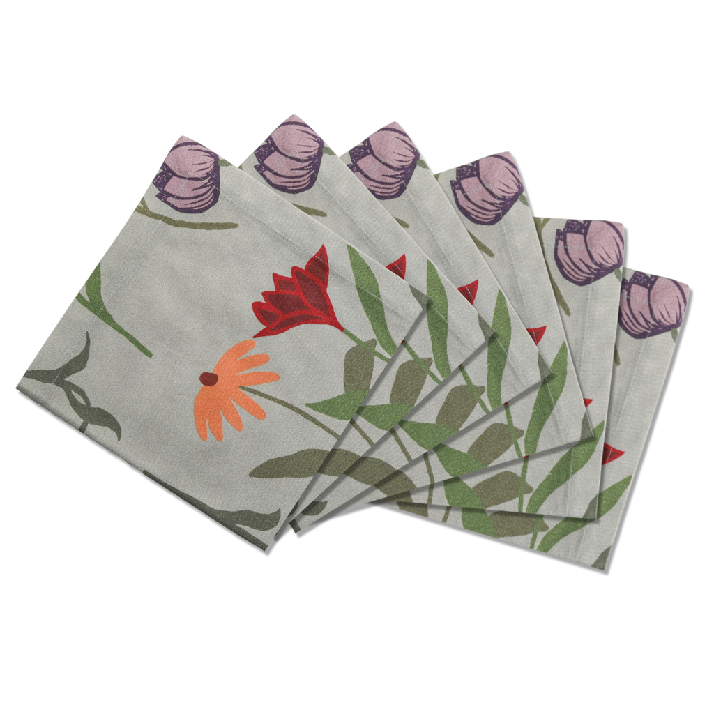 Sophie Williamson Design Napkins Picnic on the Meadow Offcut Version - Set of 6 in White  product