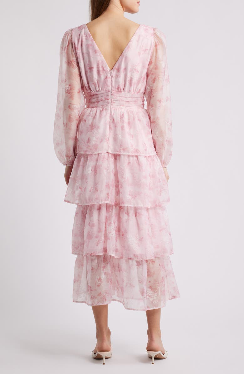LAYERED WITH LOVE Amanda Floral Tiered Chiffon Midi Dress, Alternate, color, Falling Flowers