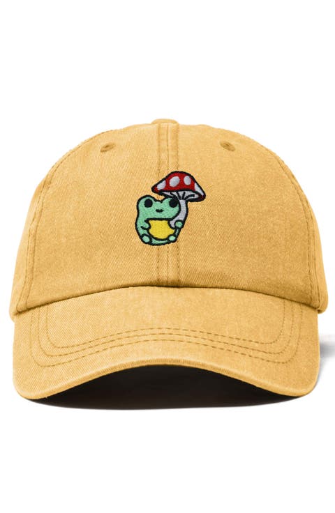 Mushroom Frog Embroidered Hat