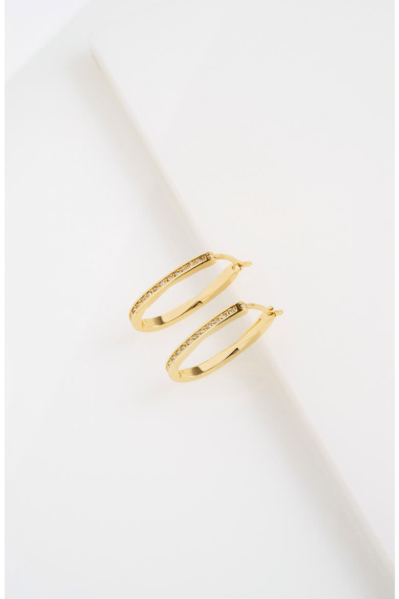 Shivanna Crystal Shimmer Hoop Earrings, Alternate, color, GOLD TONE / CLEAR CRYSTAL