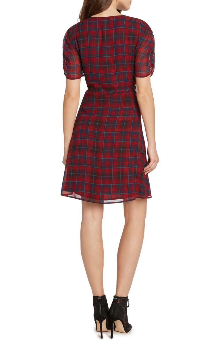matty m. Plaid Wrap Dress, Alternate, color, Wine