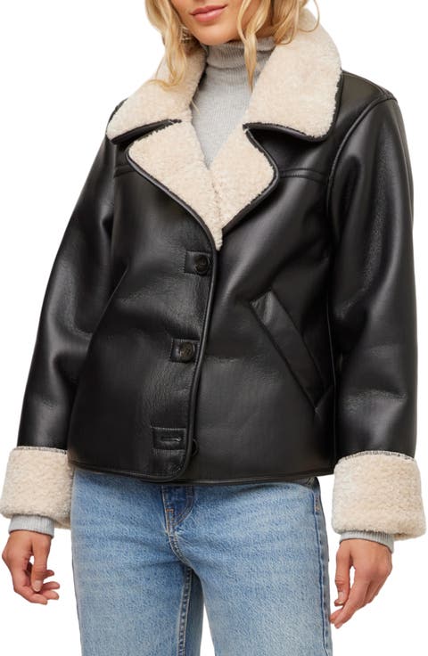 Tara Faux Leather & Faux Shearling Jacket