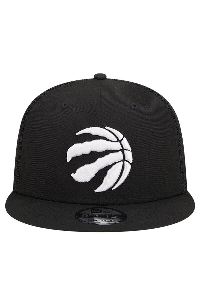 New Era Men's New Era Black Toronto Raptors Evergreen 9FIFTY Trucker Snapback Hat, Alternate, color,