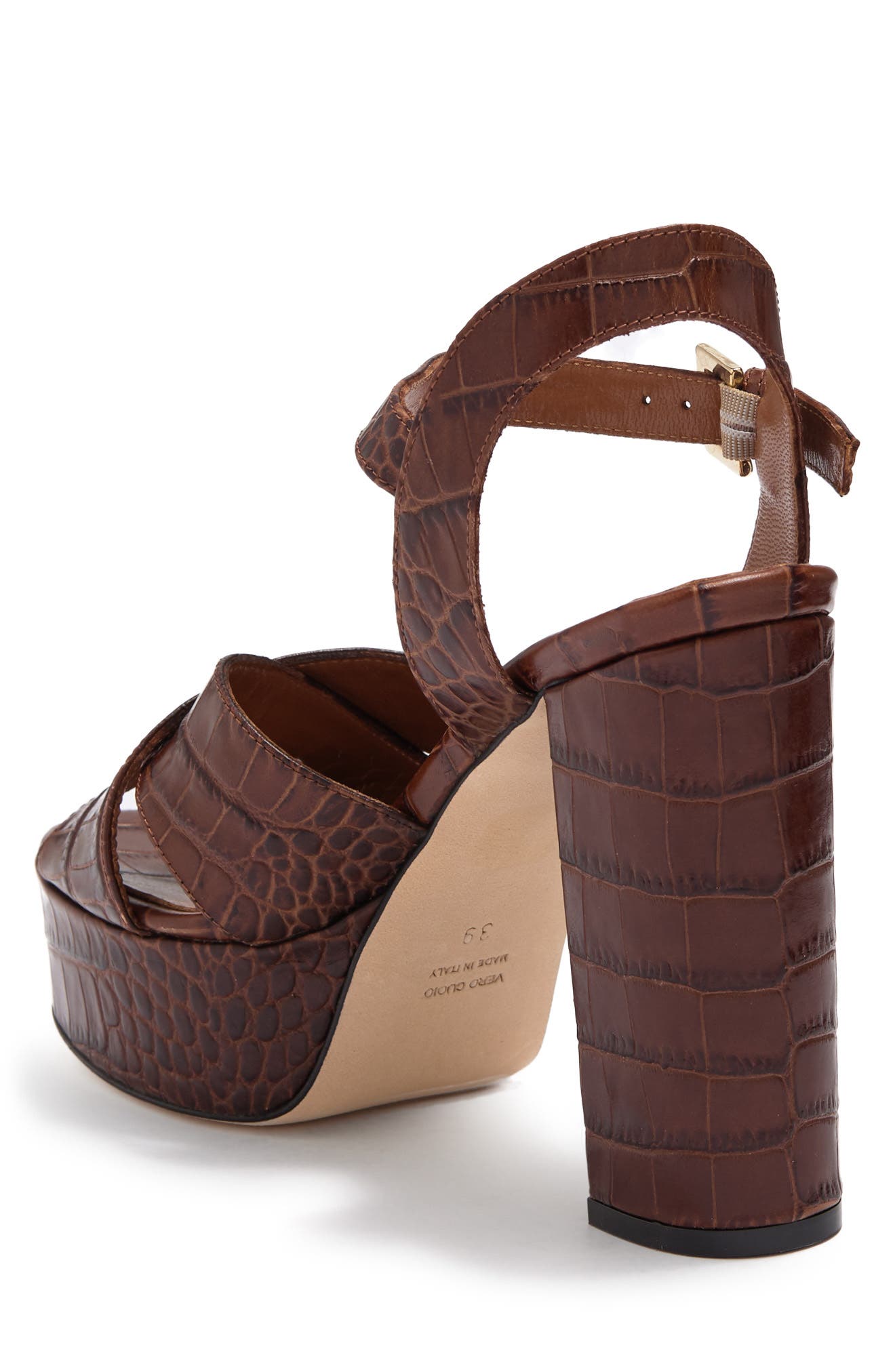 Paris Texas Open Toe Croc Embossed Print Platform Sandal, Alternate, color, 