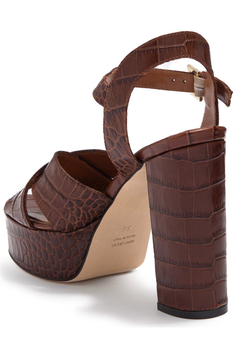 Paris Texas Open Toe Croc Embossed Print Platform Sandal, Alternate, color,