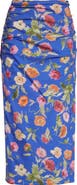 Carolina Herrera Poppy Print Ruched Pencil Skirt