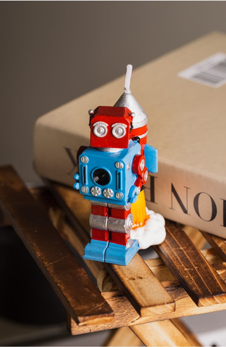Southlake gifts Vintage Robot Rocket Candle, Alternate, color, Red / Blue / Silver
