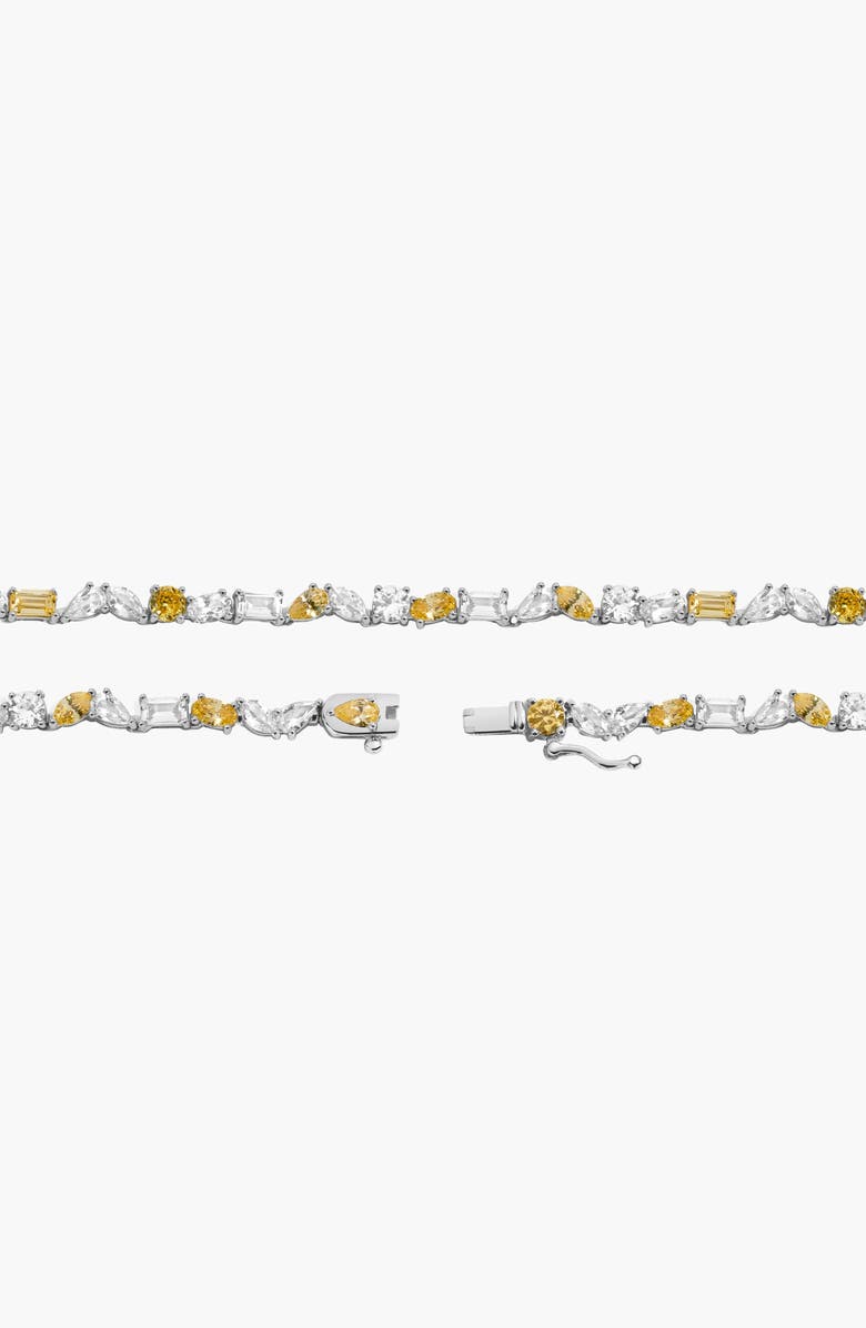 Aurate New York Lab Grown White Sapphire and Canary Mixed Shape Tennis Necklace, Alternate, color, White Sapphire