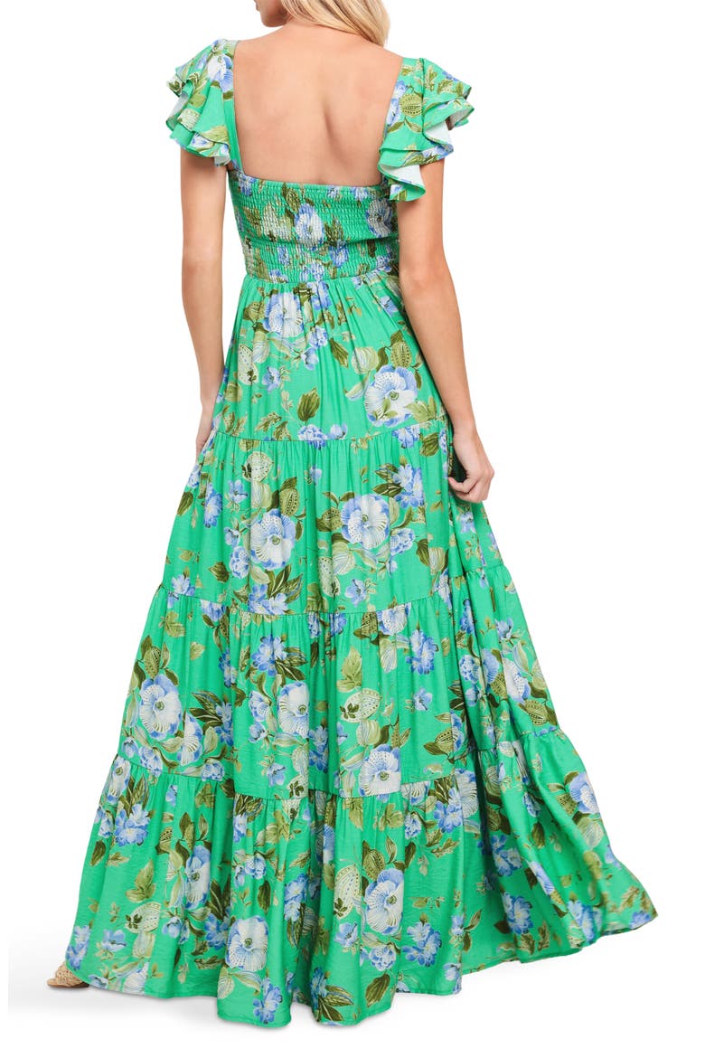 Flutter Sleeve Maxi Dress, Alternate, color, TEAL