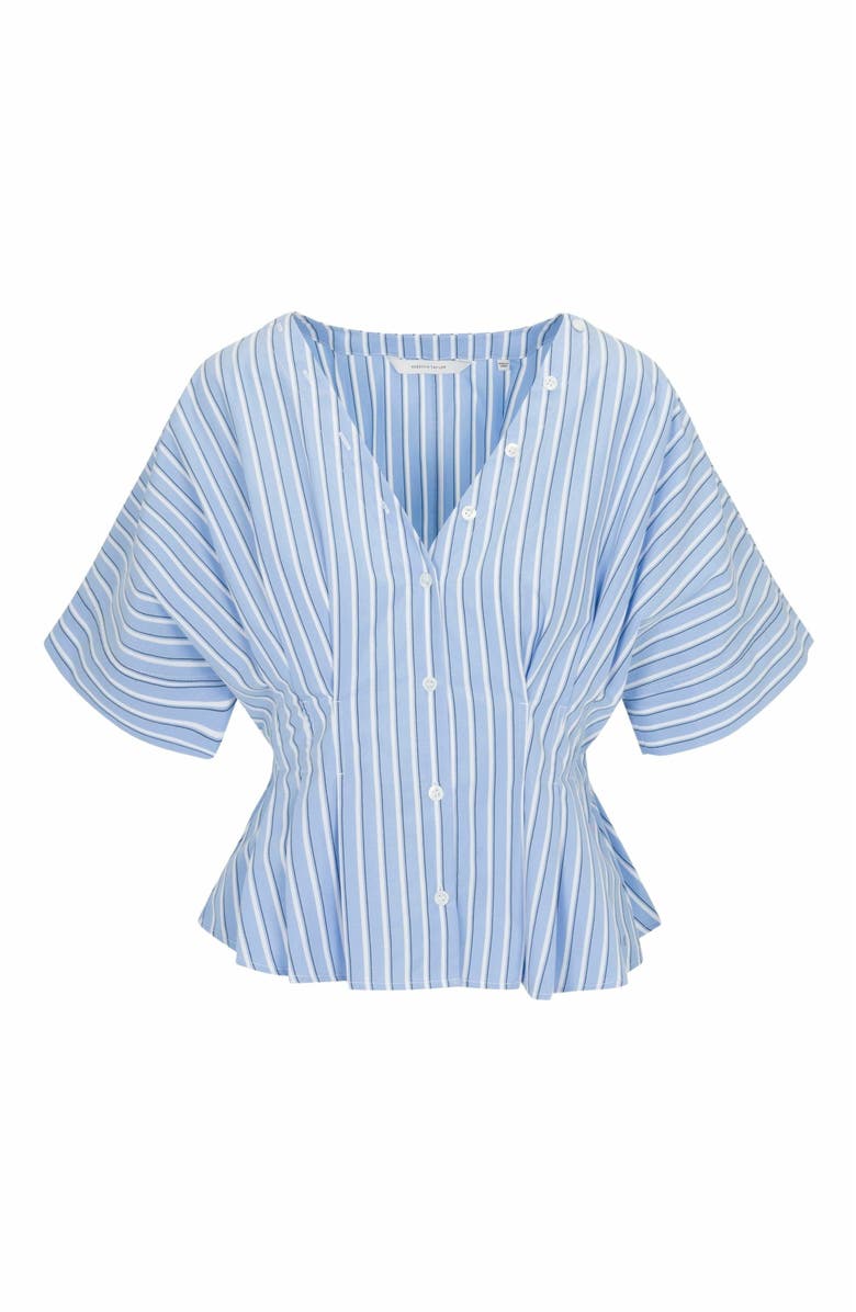 Rebecca Taylor Priya Poplin Top, Alternate, color, Blue Stripe Combo
