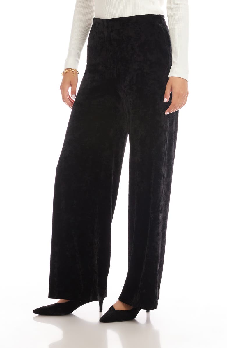 Karen Kane Crushed Velvet Ankle Wide Leg Pants, Alternate, color, Black