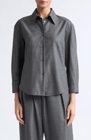 Jil Sander Pinstriped Wool Cropped Boxy Shirt