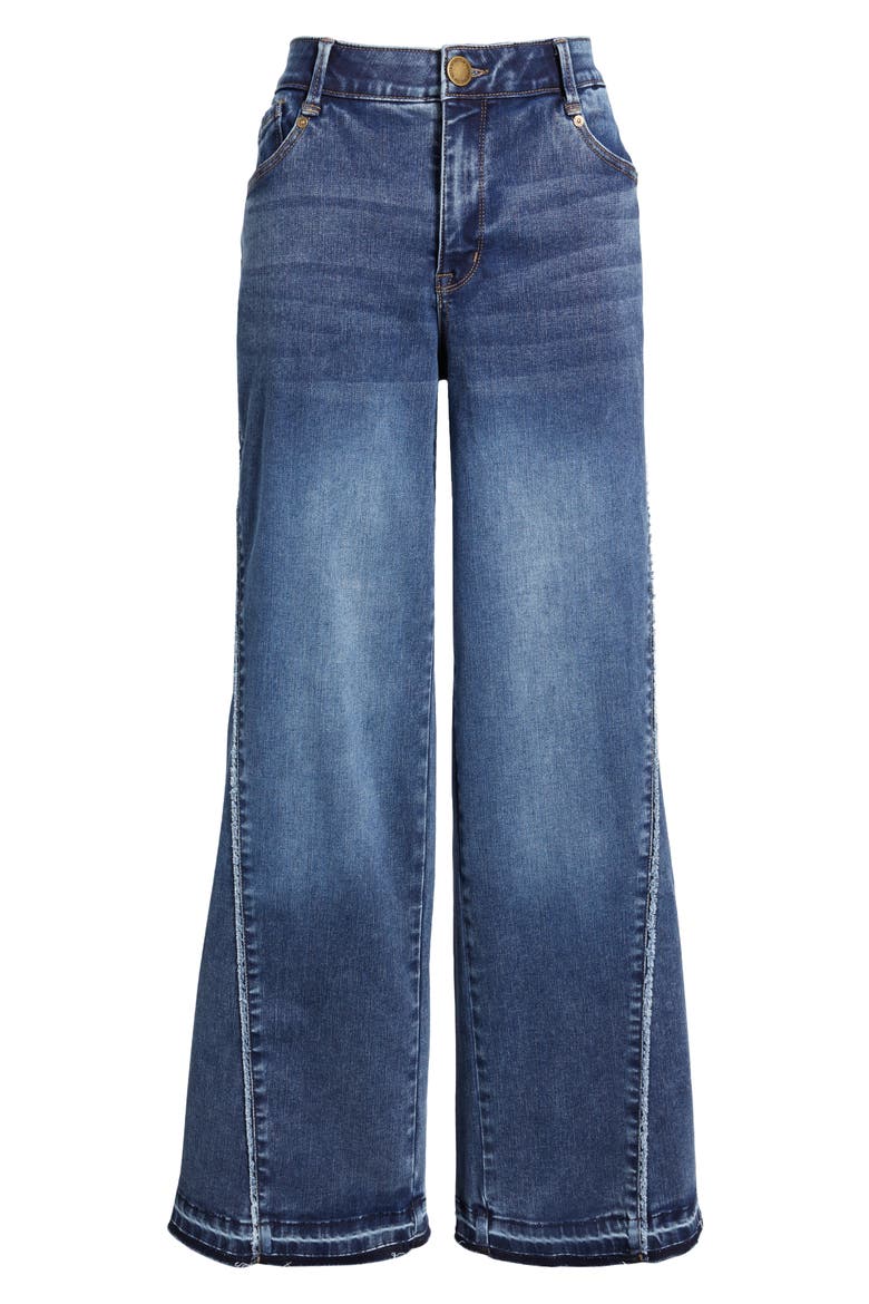 Skyrise Inset High Waist Wide Leg Jeans, Alternate, color, MID BLUE