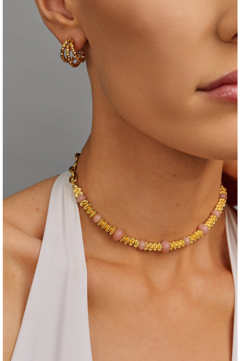 Rose Quartz Chain Choker, Alternate, color, Gold / Light Pink