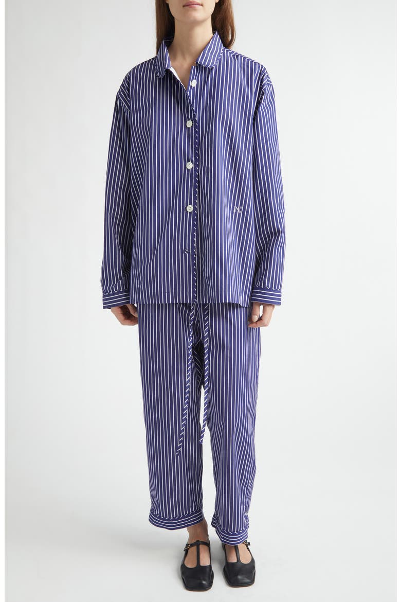 Life Is a Beach Stripe Poplin Pajama Shirt, Alternate, color, SAILOR STRIPE