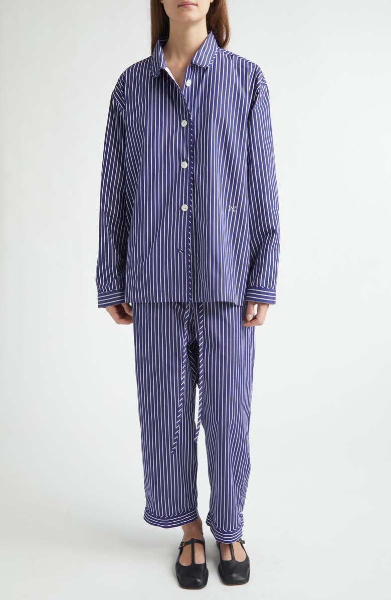NACKIYÈ Life Is a Beach Stripe Crop Poplin Pajama Pants, Alternate, color, Sailor Stripe