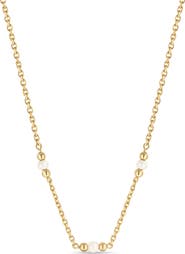 DEVATA Freshwater Pearl Chain Necklace in 14K Gold