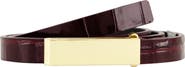 Vince Skinny Croc Embossed Leather Belt