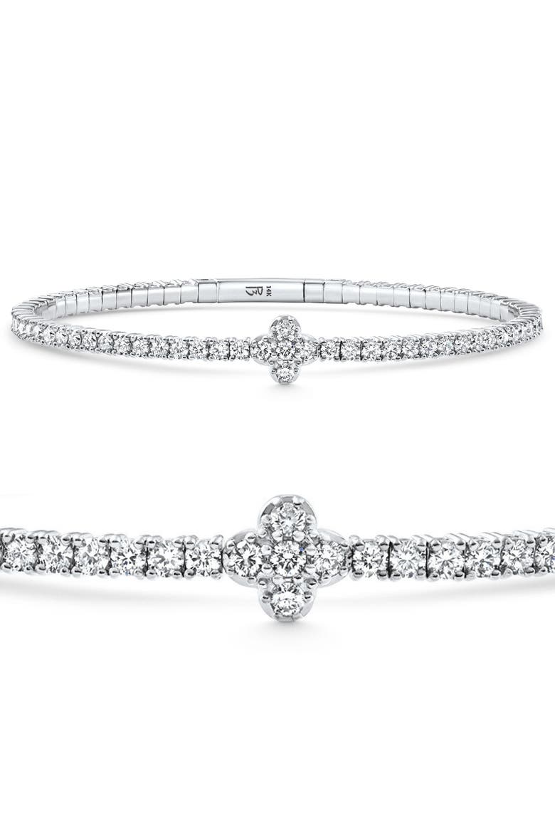 3.70Ct Diamond Flexible Tennis Bangle Bracelet 14k Gold Lab Grown, Main, color, 14k White Gold