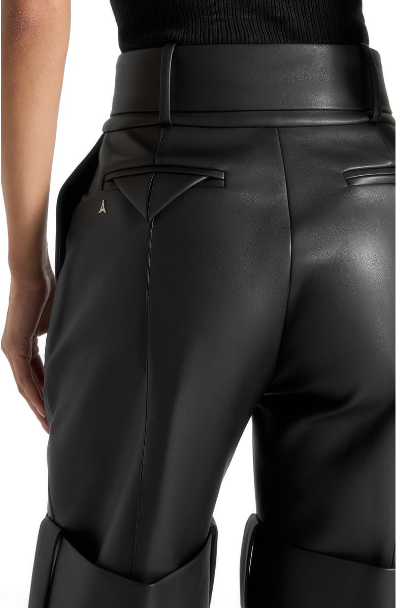 Manière De Voir Isabelle Leather Belted Strap Detail Trousers, Alternate, color, Black
