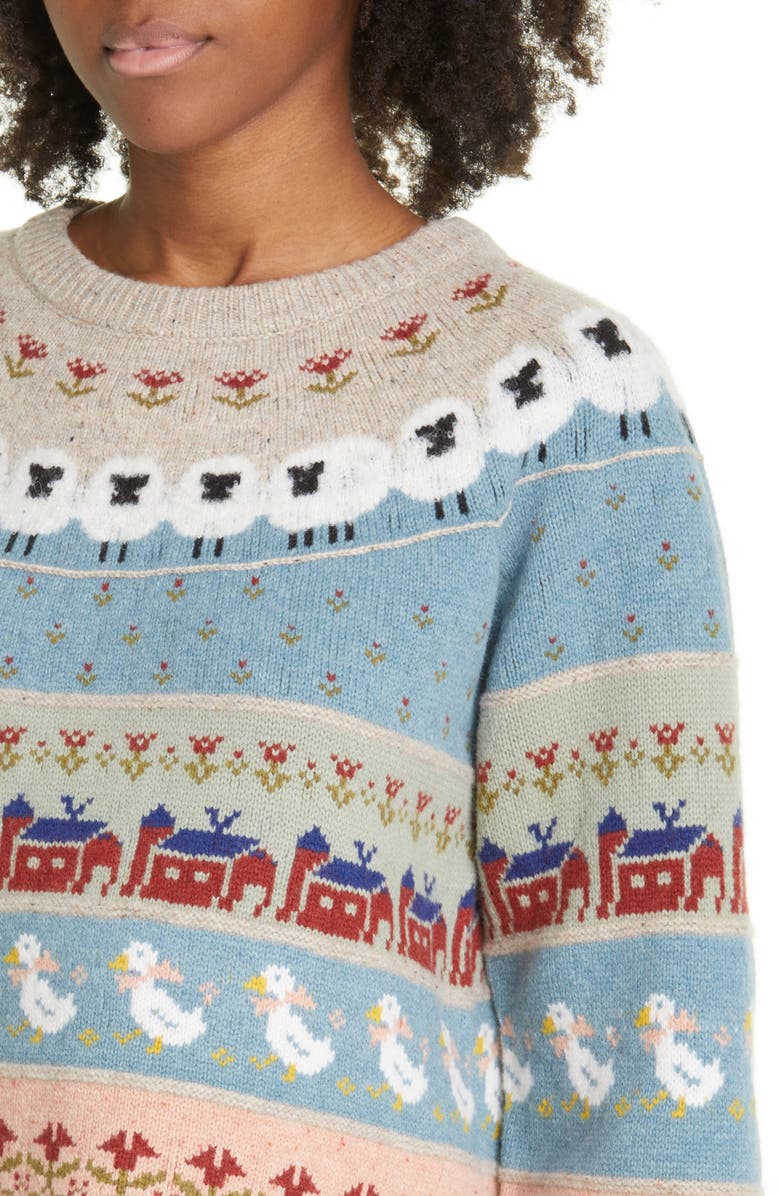 Sea Samira Sheep Pattern Merino Wool Sweater, Alternate, color,