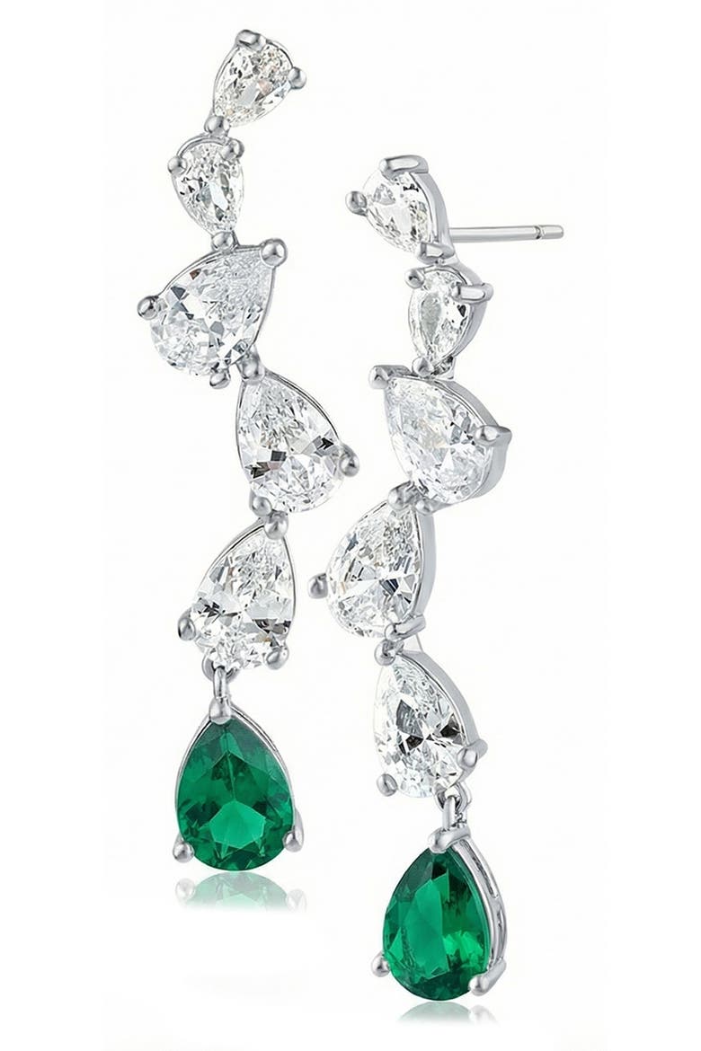 Zigzag Cascading Drop Earrings, Main, color, GREEN/ SILVER