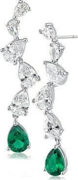 CZ by Kenneth Jay Lane Zigzag Cascading Drop Earrings