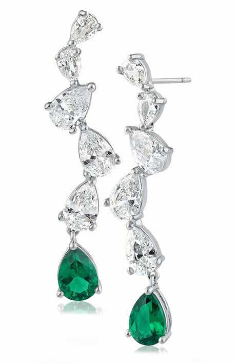 CZ by Kenneth Jay Lane Zigzag Cascading Drop Earrings