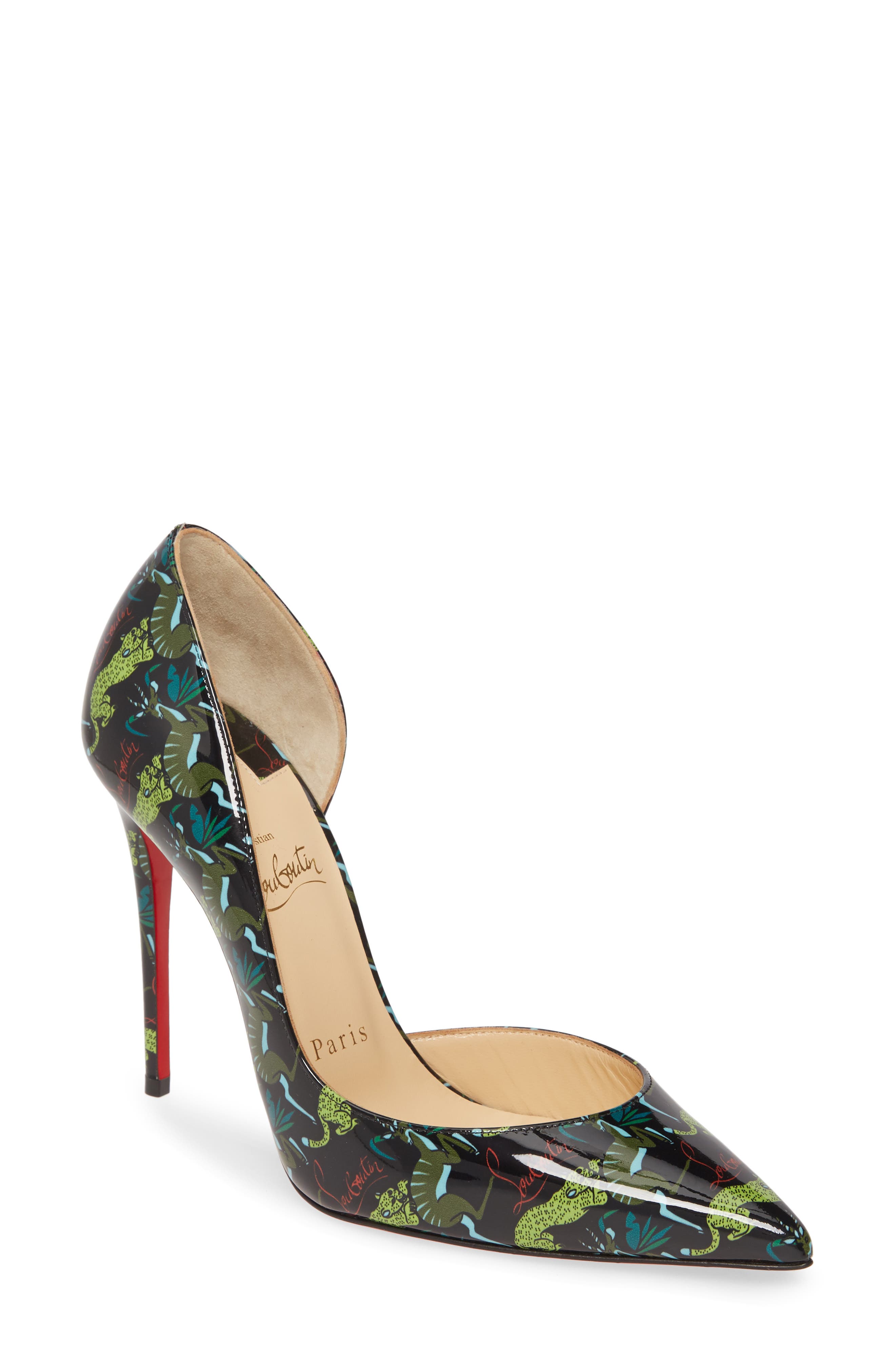 Christian Louboutin Iriza Jungle Pointed Toe Half d'Orsay Pump, Main, color, 