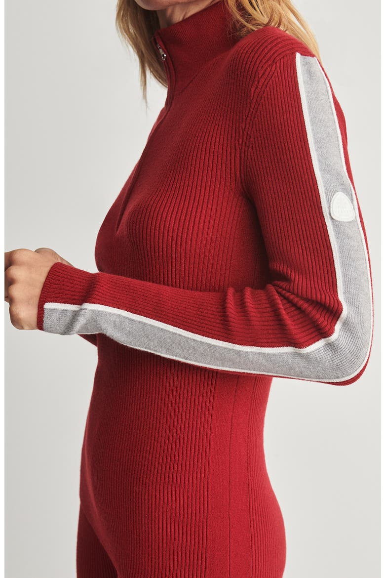 CAITLYN HALF ZIP KNIT, Alternate, color, RED DAHLIA