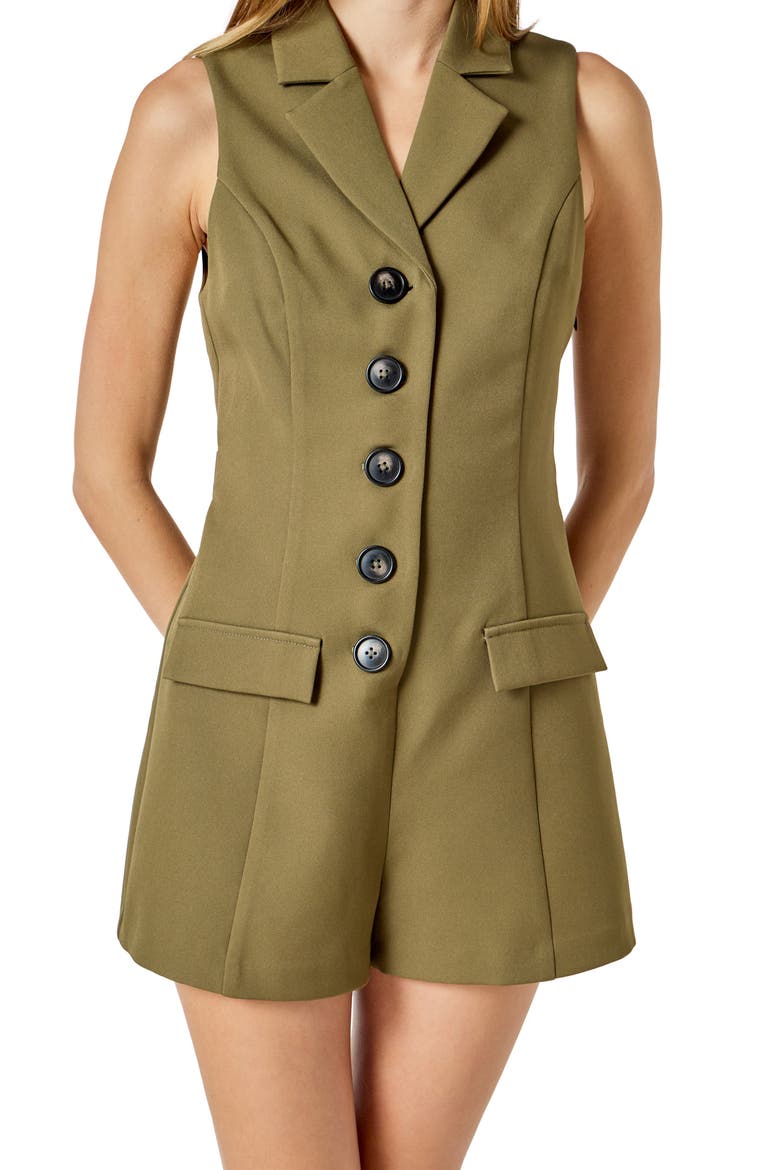 Single Breasted Vest Romper, Alternate, color, OLIVE